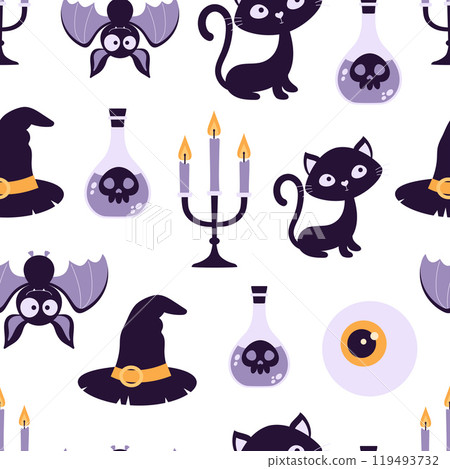 seamless pattern with halloween elements 119493732