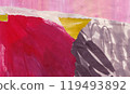 Red black pink ink abstract collage, torn paper pieces glued, horizontal banner background 119493892