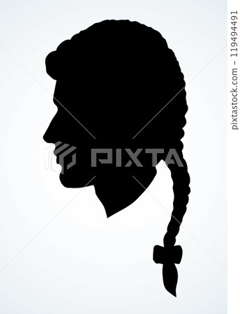Vintage french wig. Vector drawing Vintage french wig. Vector drawing 119494491