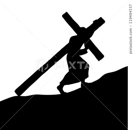 Men carry the cross. Vector drawing 119494537