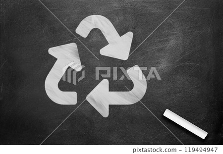Recycling Education: Chalkboard with Recycle Symbol for Environmental Awareness 119494947