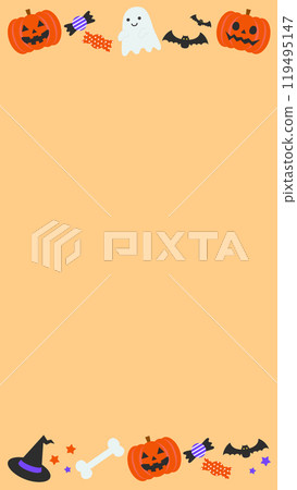Cute Halloween orange frame background vector illustration material [without text] [vertical] 119495147