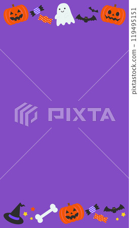 Cute Halloween purple frame background vector illustration material [without text] [vertical] 119495151