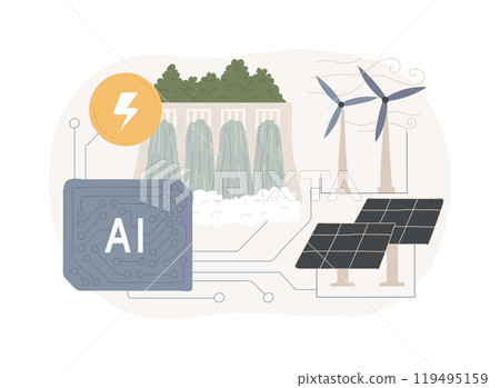 AI-Based Renewable Energy Forecasting abstract concept vector illustration. AI-Based Renewable Energy Forecasting abstract concept vector illustration. 119495159