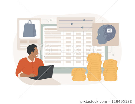 AI-Backed Dynamic Pricing abstract concept vector illustration. AI-Backed Dynamic Pricing abstract concept vector illustration. 119495188