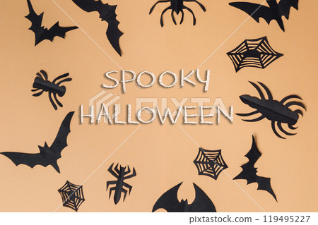A Halloween themed collage of bats and spiders A Halloween themed collage of bats and spiders 119495227