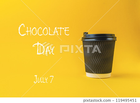 A cup with the word chocolate on it 119495451