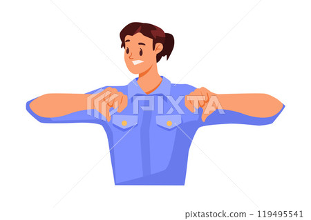 Young Man Showing Thumb Down Hand Gesture Vector Illustration 119495541