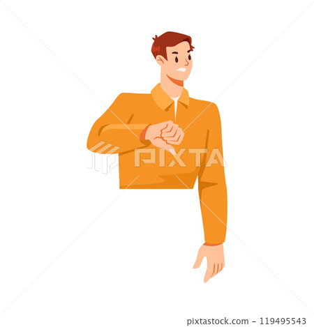 Young Man Showing Thumb Down Hand Gesture Vector Illustration 119495543