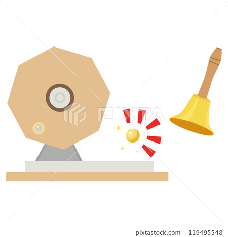 Lottery drawing machine, bells and balls illustration vector Lottery drawing machine, bells and balls illustration vector 119495548