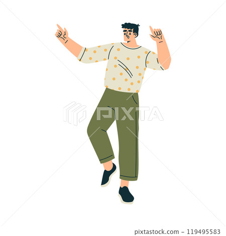 Man Character Dance to Music Relaxing in Nature in the Park Vector Illustration Man Character Dance to Music Relaxing in Nature in the Park Vector Illustration 119495583