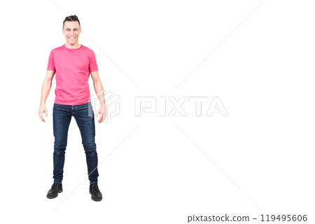 Smiling casually dressed man in studio. White background 119495606
