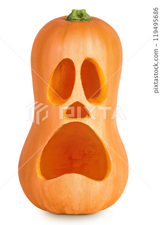 Halloween pumpkin isolated on white background with full depth of field 119495686