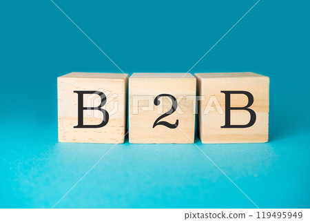 Three wooden blocks spell out the word B2B 119495949