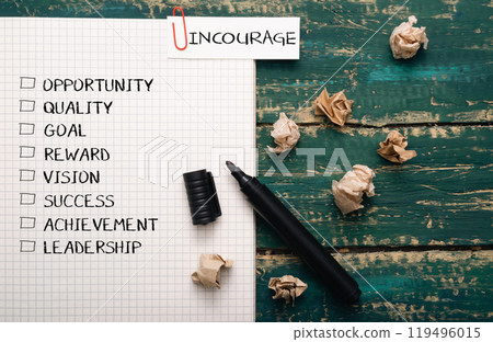 A piece of paper with a list of words on it, including uncourage 119496015