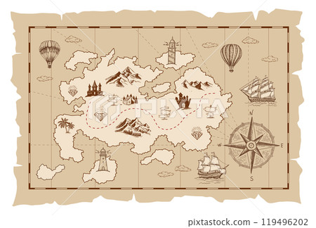 map, compass, paper 119496202