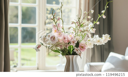 Spring flowers in vintage vase, beautiful floral arrangement, home decor, wedding and florist design 119496215