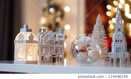 Christmas toy house home decor, country cottage style house decoration for an English countryside home, winter holiday celebration and festive atmosphere, Merry Christmas and Happy Holidays 119496246