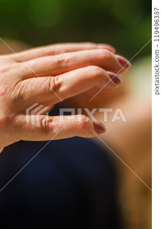 close-up of elderly hands with rheumatoid arthritis . High quality photo close-up of elderly hands with rheumatoid arthritis . High quality photo 119496387