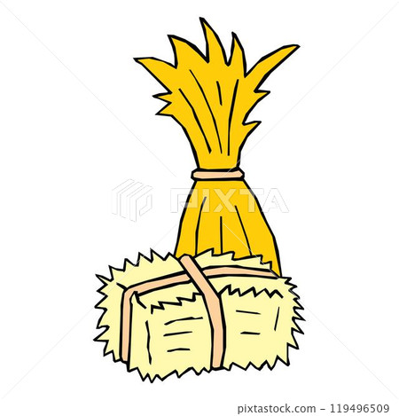 corn haystack in rectangular bundle with ropes, countryside farm agriculture haystack vector corn haystack in rectangular bundle with ropes, countryside farm agriculture haystack vector 119496509
