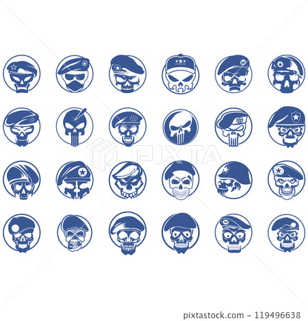 Skull army logo  icon set 119496638