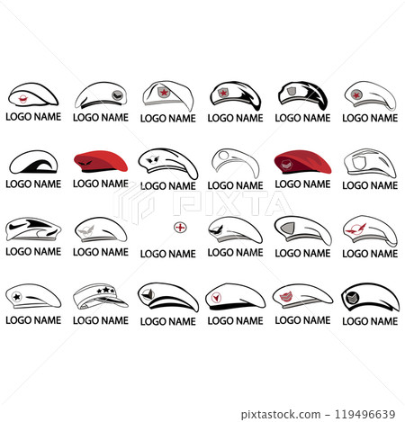 Skull beret logo icon set Skull beret logo icon set 119496639