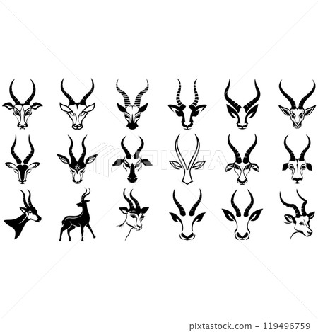 Icon set antelope. Icon set antelope. 119496759