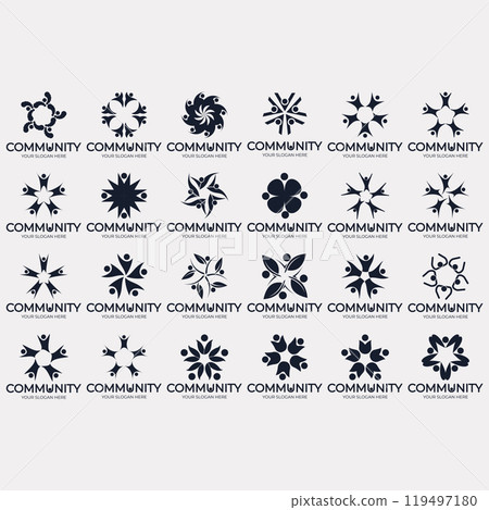 collection of abstract community logos-插圖素材 [119497180] - PIXTA圖庫