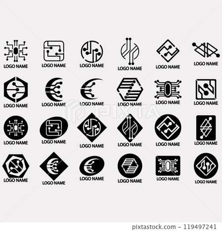 Electronic circuit board icon set 119497241