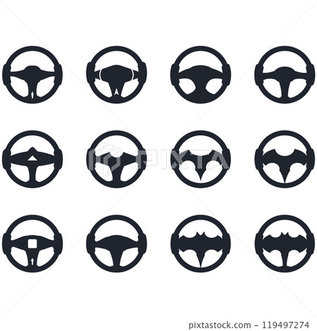 Steering wheel logo vector illustrations 119497274