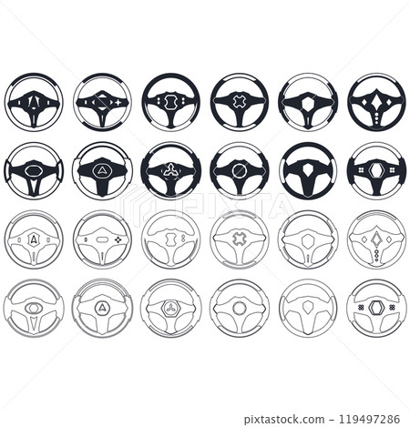 Steering wheel logo vector illustrations 119497286