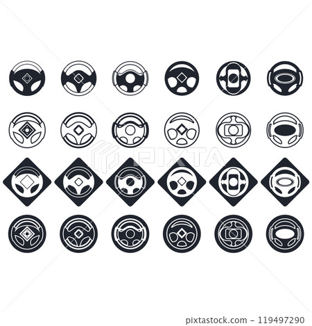 Steering wheel logo vector illustrations 119497290