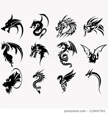collection of dragon logos 119497361