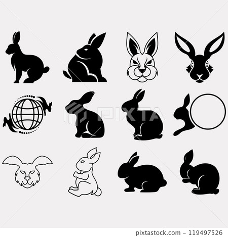 collection of rabbit logos-插圖素材 [119497526] - PIXTA圖庫