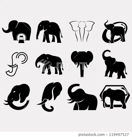 Elephant icon set-插圖素材 [119497527] - PIXTA圖庫