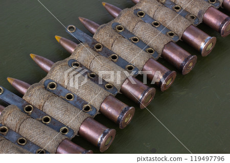 Machine Gun Canvas Belt with Ammunition 119497796