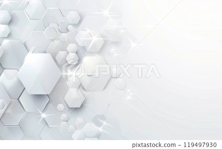 White background with hexagon pattern and glowing lights 119497930