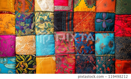 india fabric background patchwork 119498212