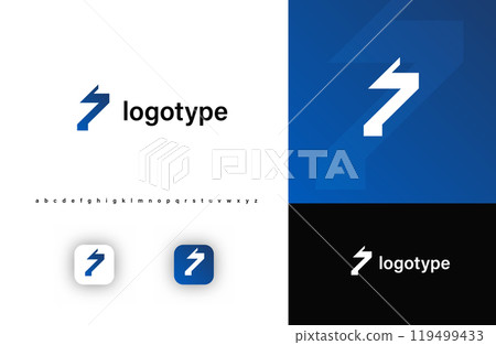 Sporty futuristic angular logo. Sharp geometric dynamic edges letter z. Minimalist innovative emblem for tech, game app, music, sport, design agency, digital space identity. Vector illustration 119499433