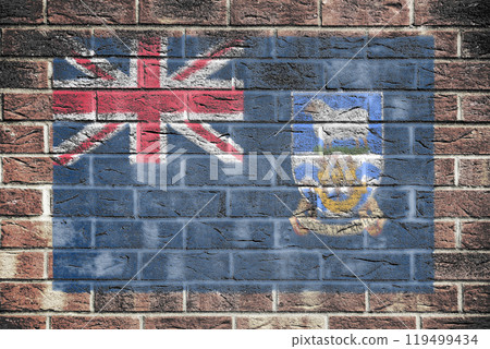 Falkland Islands flag on brick wall background 119499434