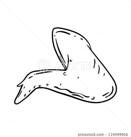 Fried chicken wings illustration. Street fast food drawing in line art style isolated on white background. Graphic Vector illustration outline doodle icon. Decoration for menus, signboards, showcases Fried chicken wings illustration. Street fast food drawing in line art style isolated on white background. Graphic Vector illustration outline doodle icon. Decoration for menus, signboards, showcases 119499908