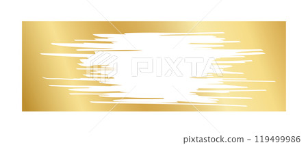 Golden scratch card surface with scraped texture. Metallic scratchcard, lotto winner, money prize or sale coupon template isolated on white background. Vector realistic illustration 119499986