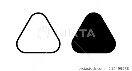 Triangular frame and shape with rounded corners. Outline and silhouette triangle figures isolated on white background. Empty road sign templates. Vector graphic illustration 119499988