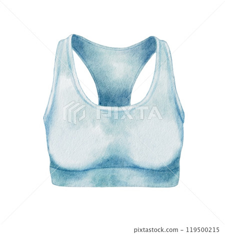 Sportswear, blue top, element on white. Watercolor illustration tennis uniform for the printing of tennis clubs, booklets, brochures.  119500215