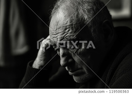 Senior man experiencing sadness and loneliness 119500363