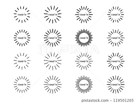 Simple sunburst hand-drawn illustration set (16 types) 119501205