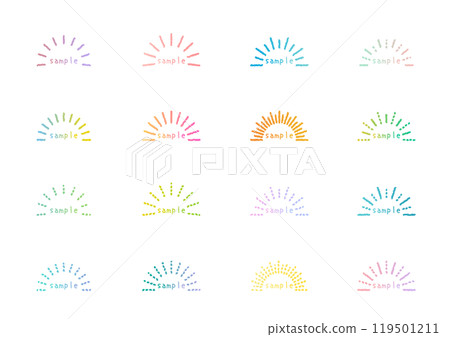 Colorful sunburst hand-drawn illustration set (16 types) Colorful sunburst hand-drawn illustration set (16 types) 119501211