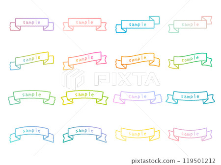 Colorful hand-drawn ribbon set (16 types) Colorful hand-drawn ribbon set (16 types) 119501212
