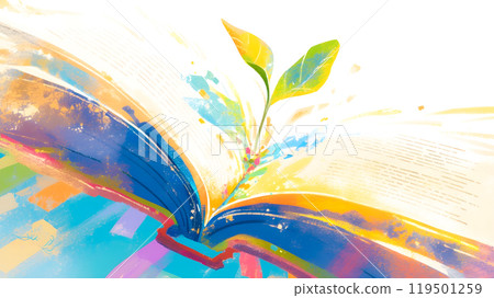 從書本中長出芽的插圖 119501259