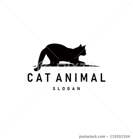 simple black silhouette design pet cat logo animal care template illustration simple black silhouette design pet cat logo animal care template illustration 119501504